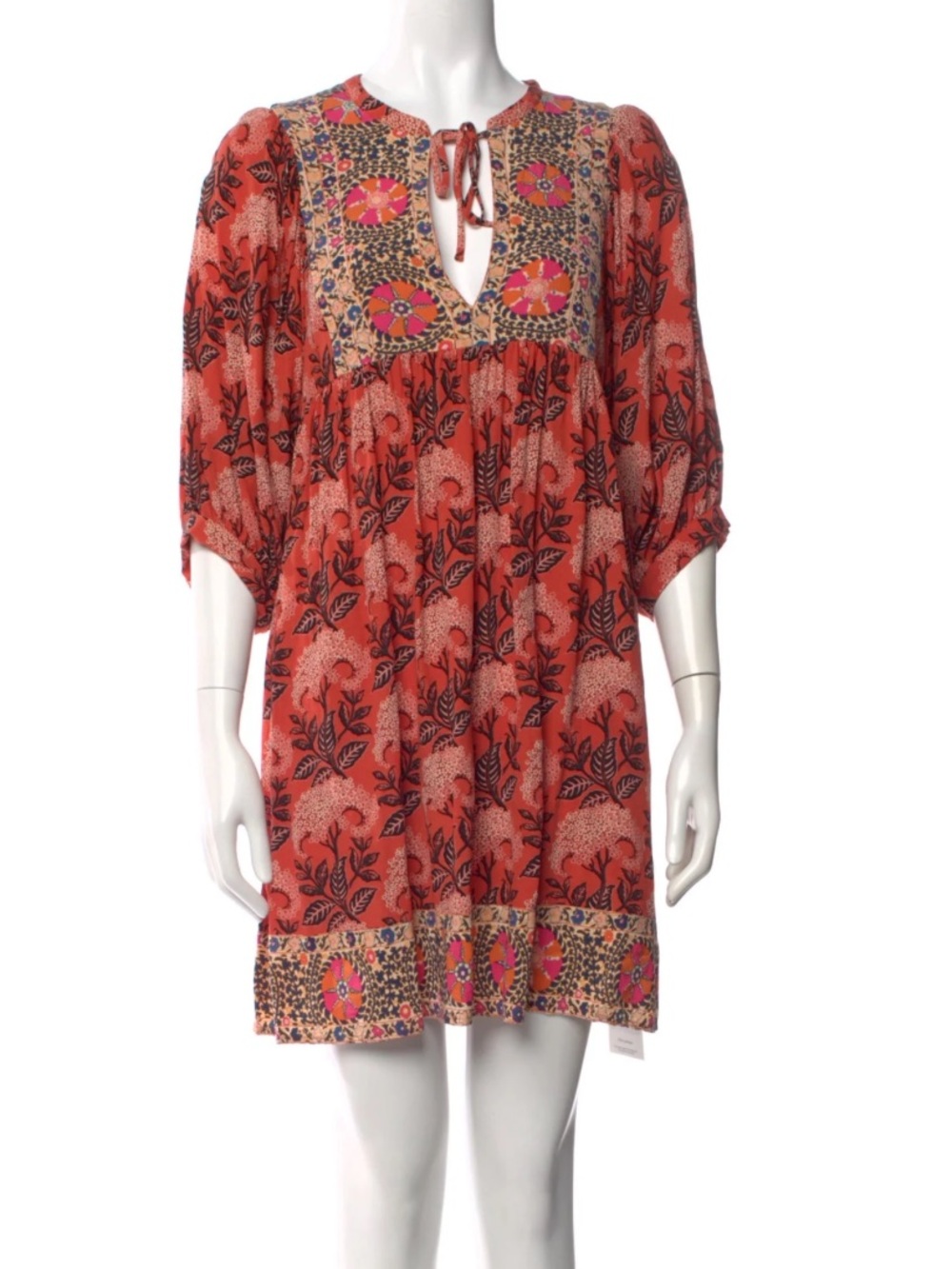 ba&sh Gaia Boho Dress Orange Floral XS